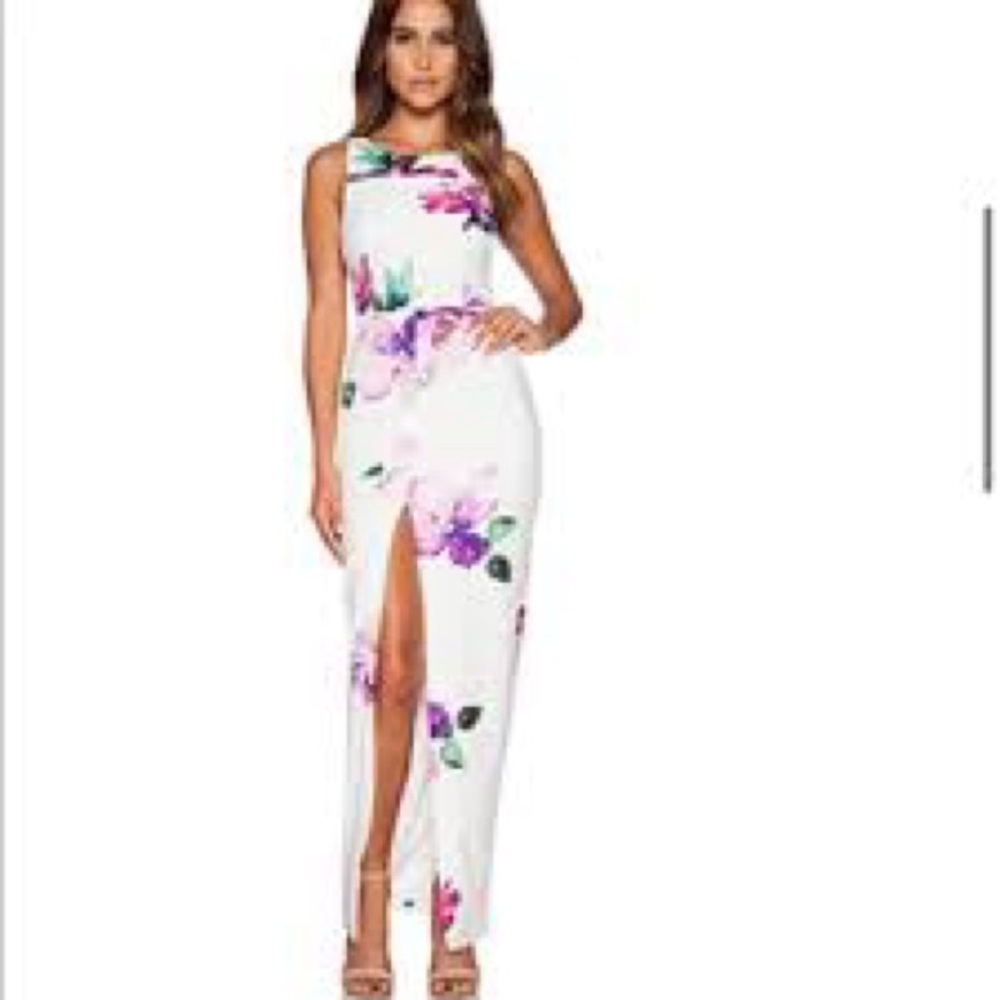 Revolve Toby Heart Ginger Enchanted Maxi Dress White Floral Open Back Size 8
